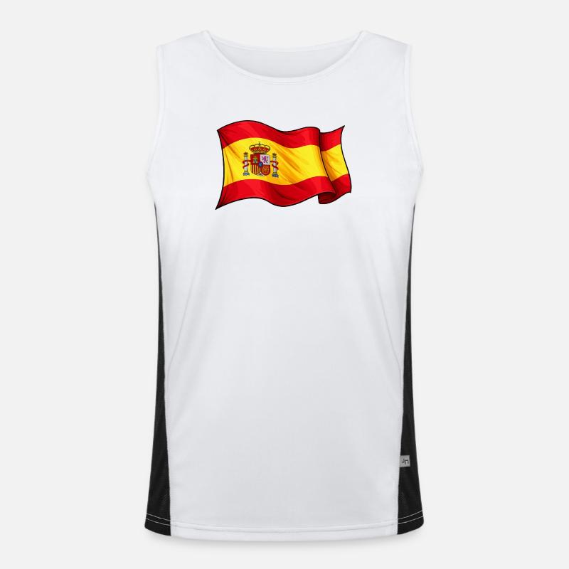 Spanish Flag Wave Design Men's Functional Contrast Tank Top 