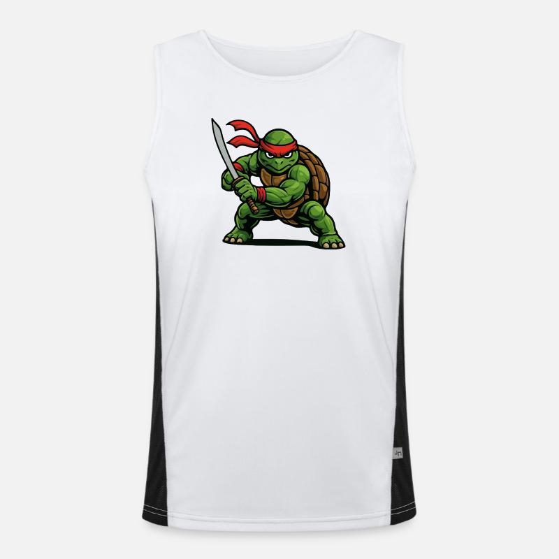Ninjakrigerskilpadde med katanasverd - Funksjonell kontrast-singlet for menn - hvit/svart