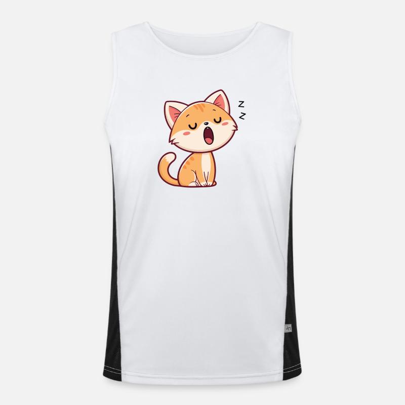 Pastel Sleeping Kitten - Men's Functional Contrast Tank Top  - white/black