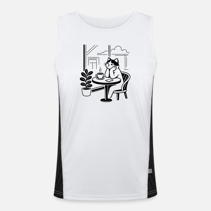 Café des chats attentionné Débardeur respirant contrasté Homme 