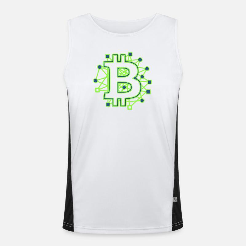 Crypto technologique de circuit de circuit Bitcoin Débardeur respirant contrasté Homme 