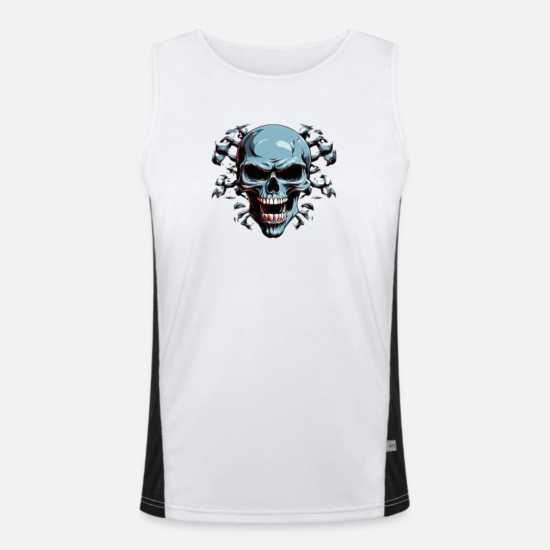 Night Bone Skull with Bat Shadow Men's Functional Contrast Tank Top 