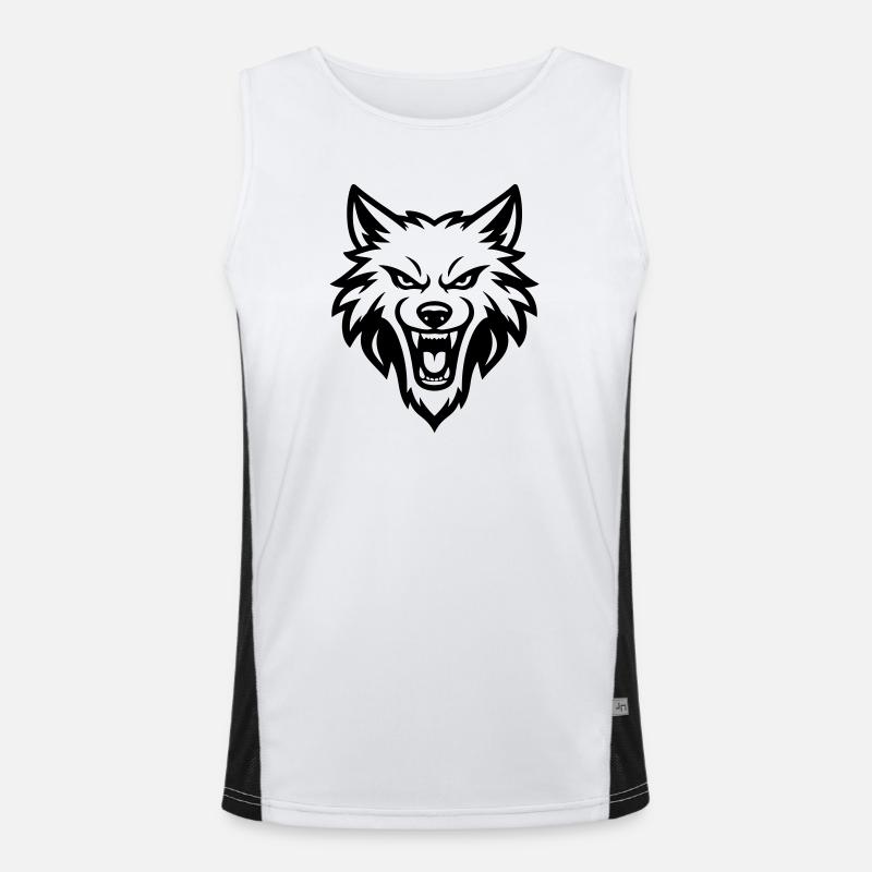 Wolf Kopf Funktionelles Kontrast-Tank Top für Männer 