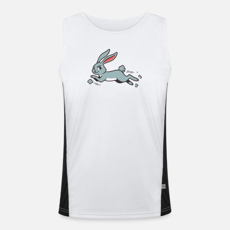 Running Bunny Rabbit Long-Eared Comic Funny Men's Functional Contrast Tank Top 