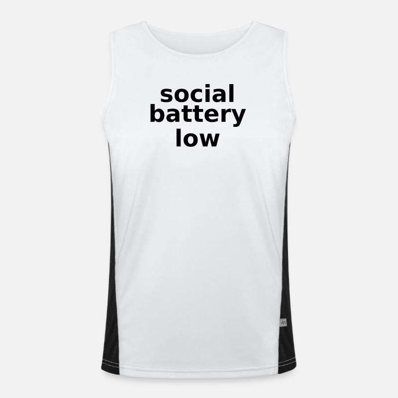 social battery low – Lowercase Stacked Typographic Débardeur respirant contrasté Homme 
