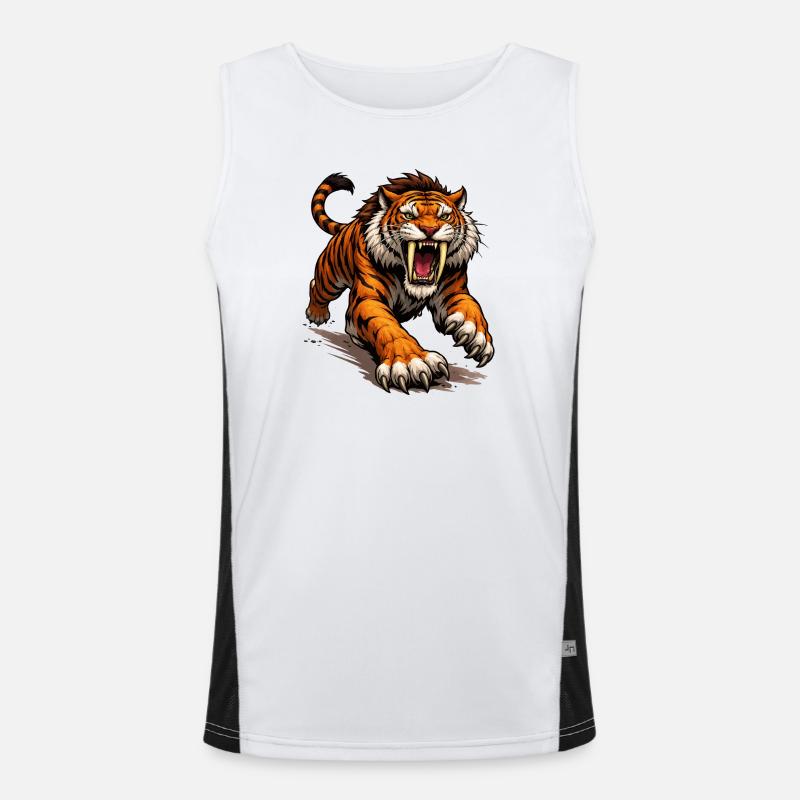 Comic Tiger Angriff Funktionelles Kontrast-Tank Top für Männer 