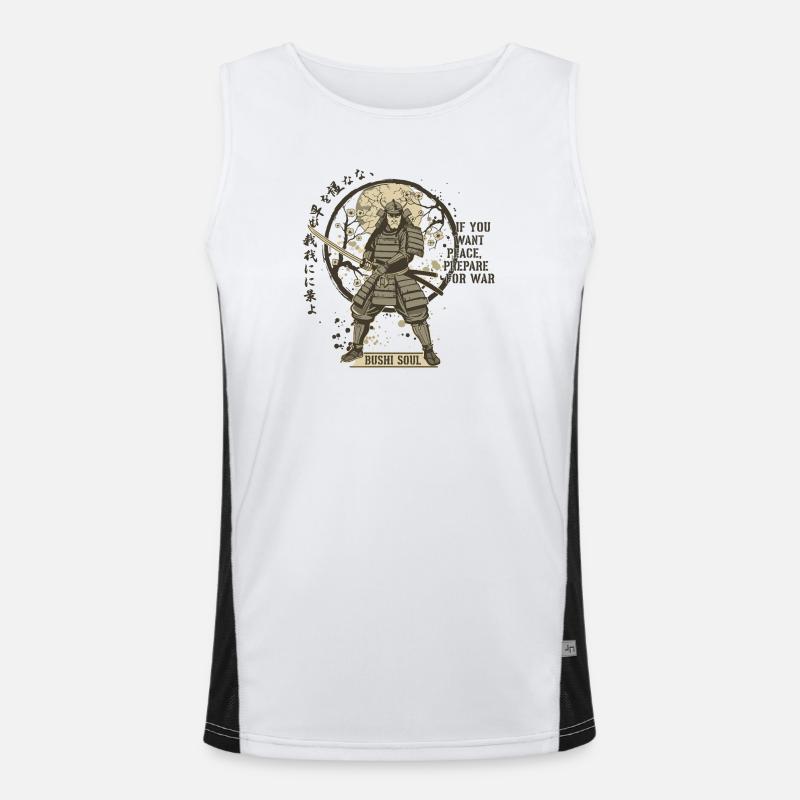 Bushi Soul Samurai in Blossoms Men's Functional Contrast Tank Top 