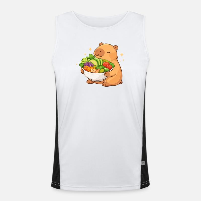Capybara potelé avec bol de salade Débardeur respirant contrasté Homme 