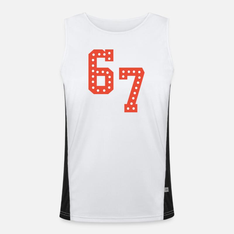 6 7 – Trendy minimalist text design, Men's Functional Contrast Tank Top 