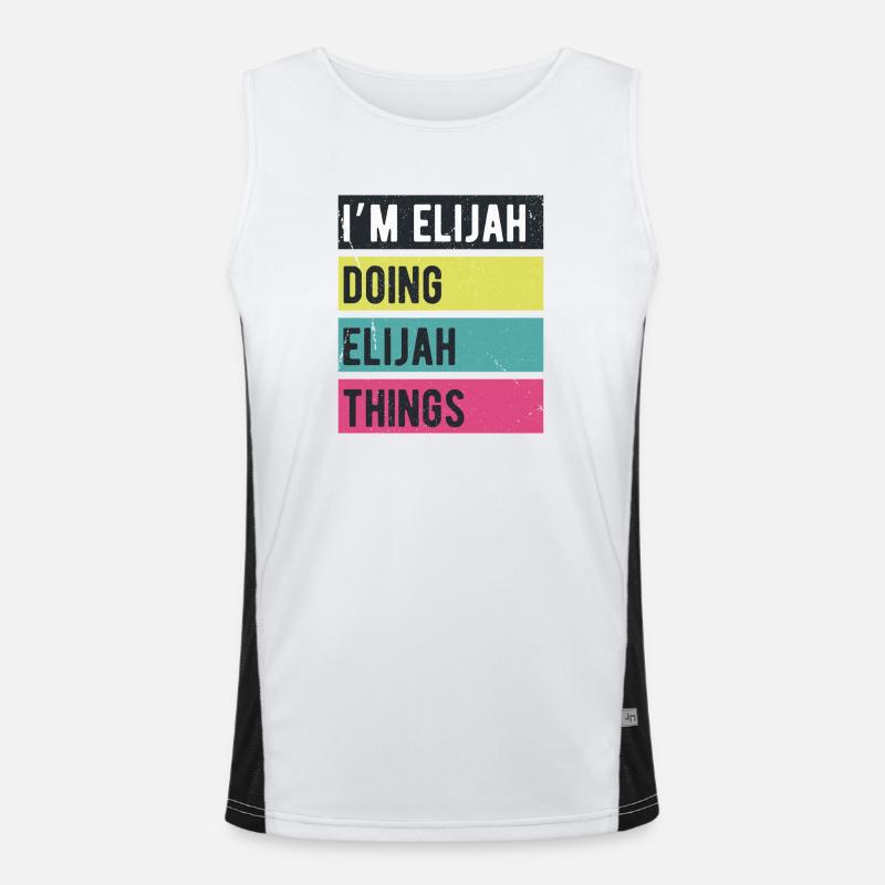 Ich bin Elijah und mache Elijah-Dinge Retro-Farben Funktionelles Kontrast-Tank Top für Männer 