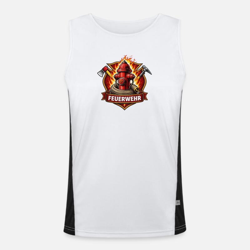 Fire Brigade Fire Hydrant Emblem - Men's Functional Contrast Tank Top  - white/black