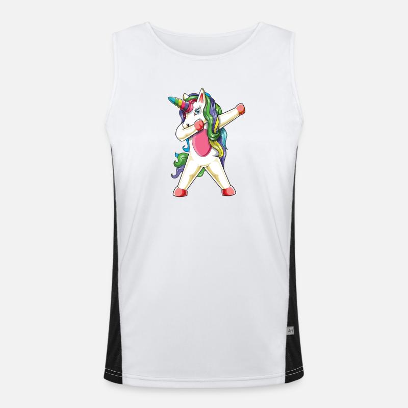 Lustiger Dabbing Einhorn-Regenbogen-Magischer Tanz Funktionelles Kontrast-Tank Top für Männer 