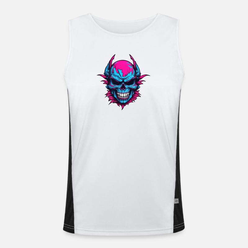 Neon Devil's Skull Men's Functional Contrast Tank Top 