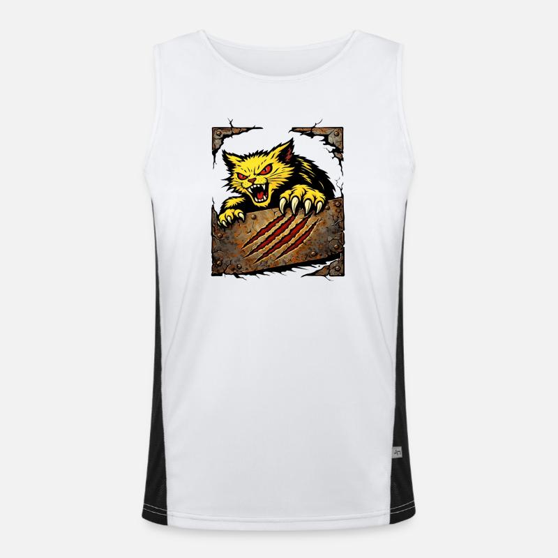 Ferocious Cat Scratch Attack Illustration Men's Functional Contrast Tank Top 