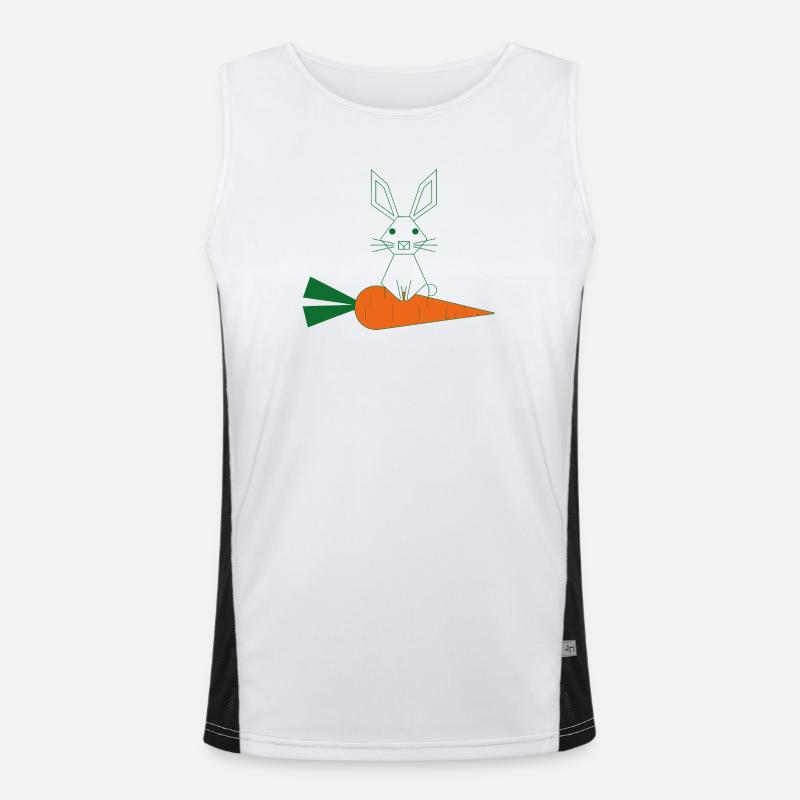 Art en traits de lapin vert avec carotte Débardeur respirant contrasté Homme 