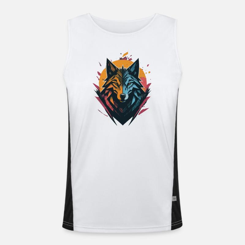 Wolf Doppelseitiger Sonnenmond Funktionelles Kontrast-Tank Top für Männer 