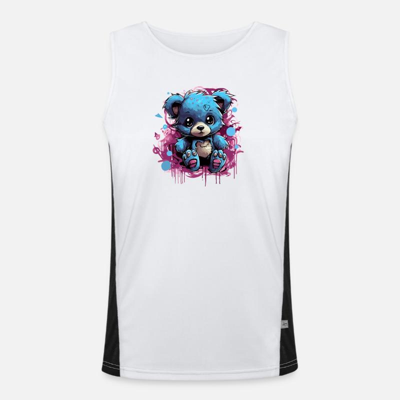 Blue Cuddly Bear Graffiti Pop Men's Functional Contrast Tank Top 