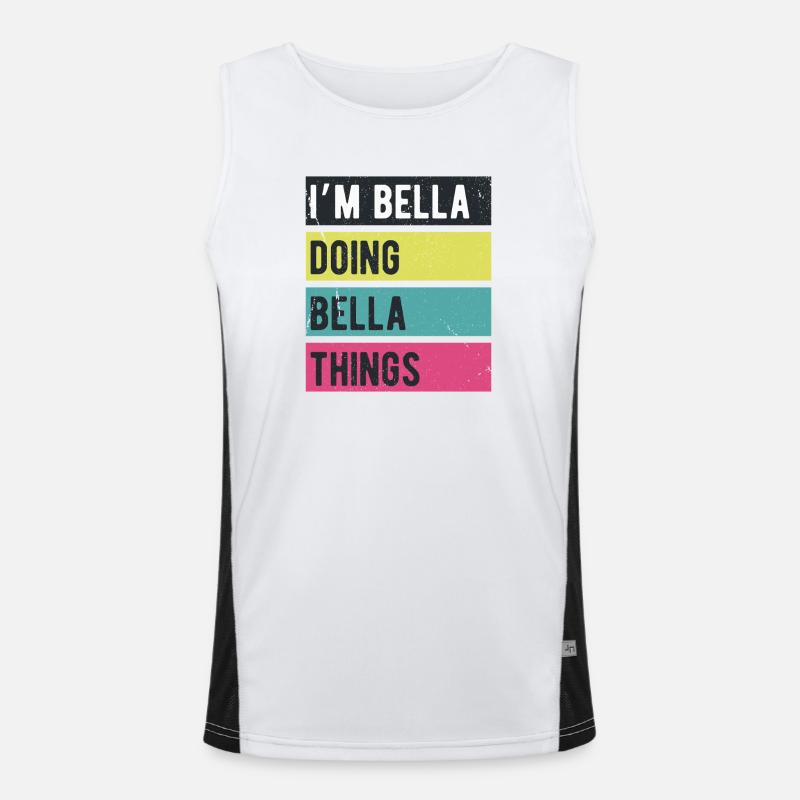 Ich bin Bella und mache Bella-Dinge Retro-Farben Funktionelles Kontrast-Tank Top für Männer 
