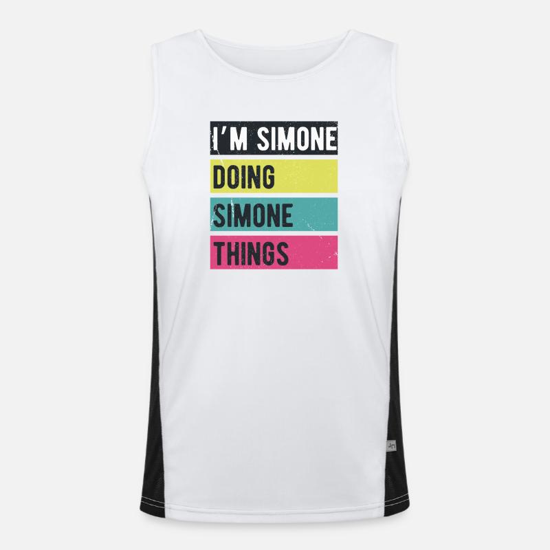 Ich bin Simone und mache Simone Things Retro Colors Funktionelles Kontrast-Tank Top für Männer 