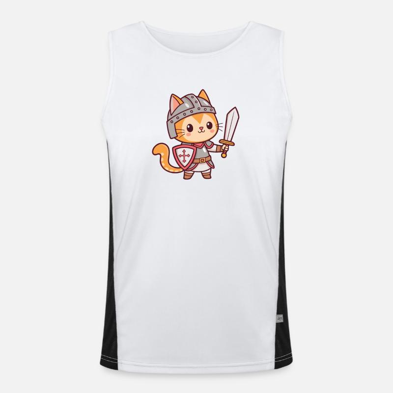 Chat chevalier kawaii avec épée Débardeur respirant contrasté Homme 
