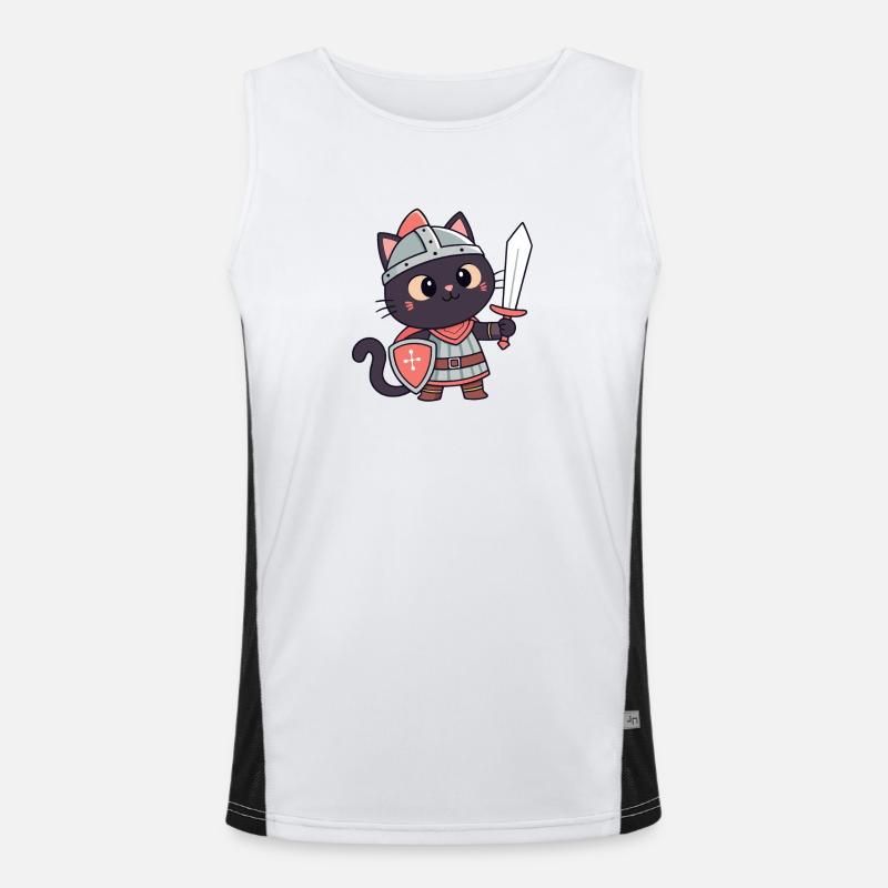 Chat Chevalier: épée et écu mignon - Débardeur respirant contrasté Homme  - blanc/noir