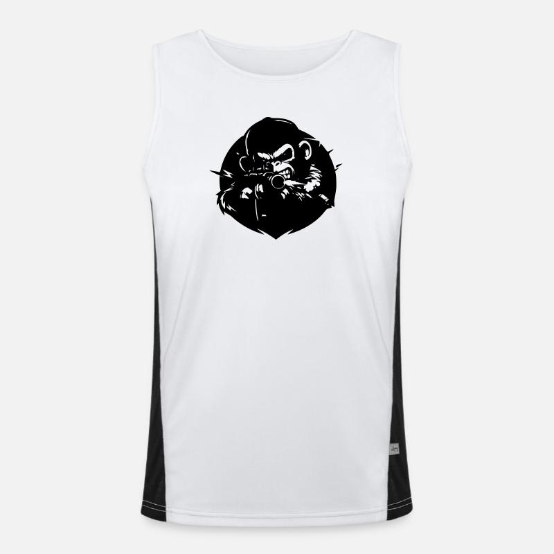 Monkey with Rifle Men's Functional Contrast Tank Top 