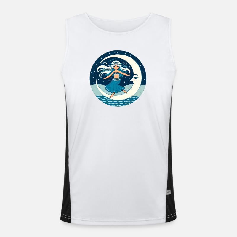 Moon Dancer on Crescent Men's Functional Contrast Tank Top 