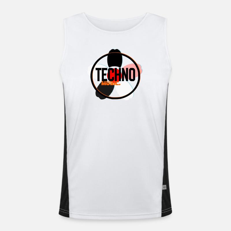 Techno Music Circle Logo Funktionelles Kontrast-Tank Top für Männer 