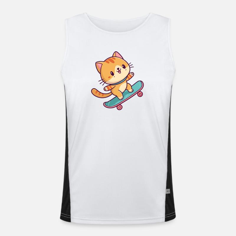 Colorful Skateboard Kitten Men's Functional Contrast Tank Top 