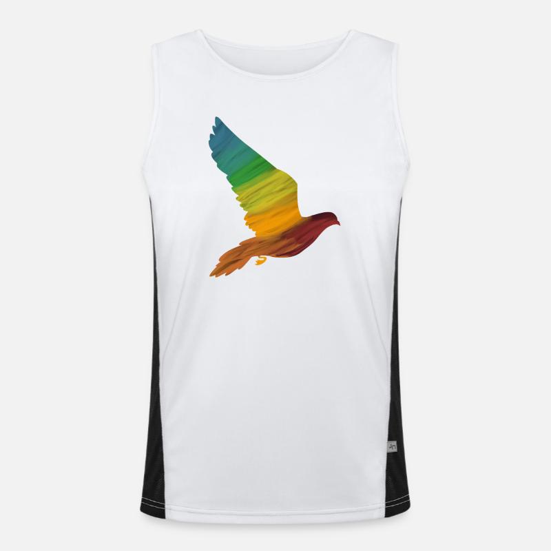 Colorful pigeon wing - modern bird illustration Men's Functional Contrast Tank Top 