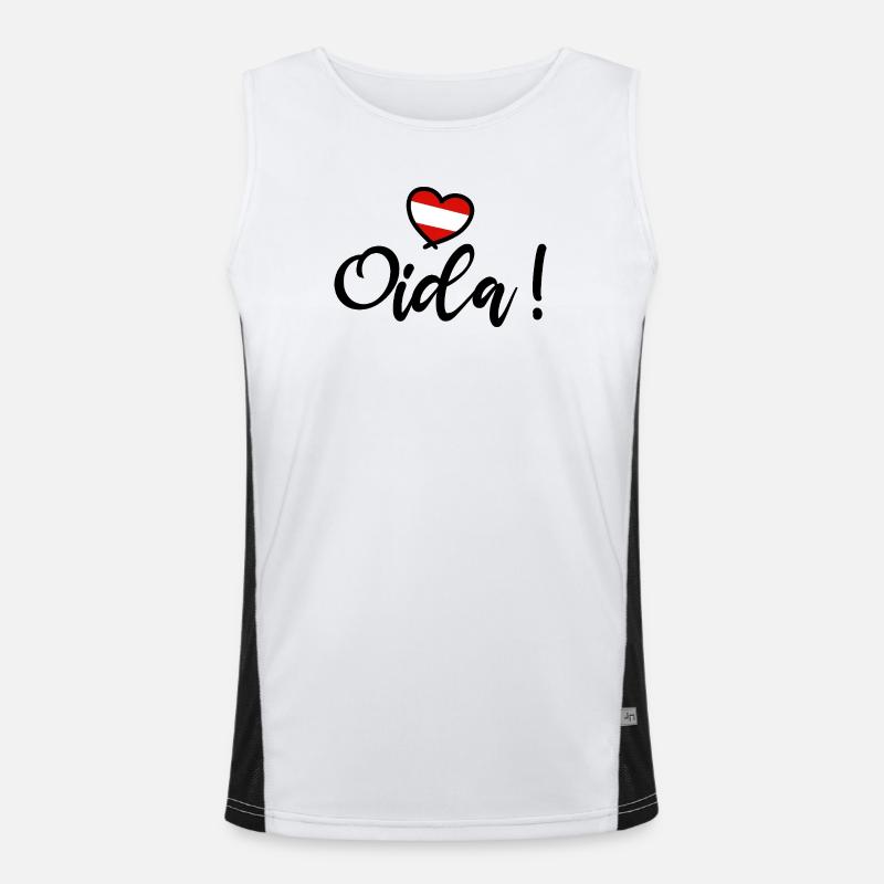 Oida! Austria Heart I love Austria Dialect Men's Functional Contrast Tank Top 