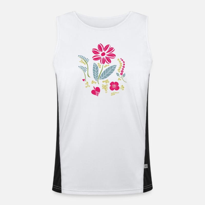 Blumenornament mit Blättern Funktionelles Kontrast-Tank Top für Männer 