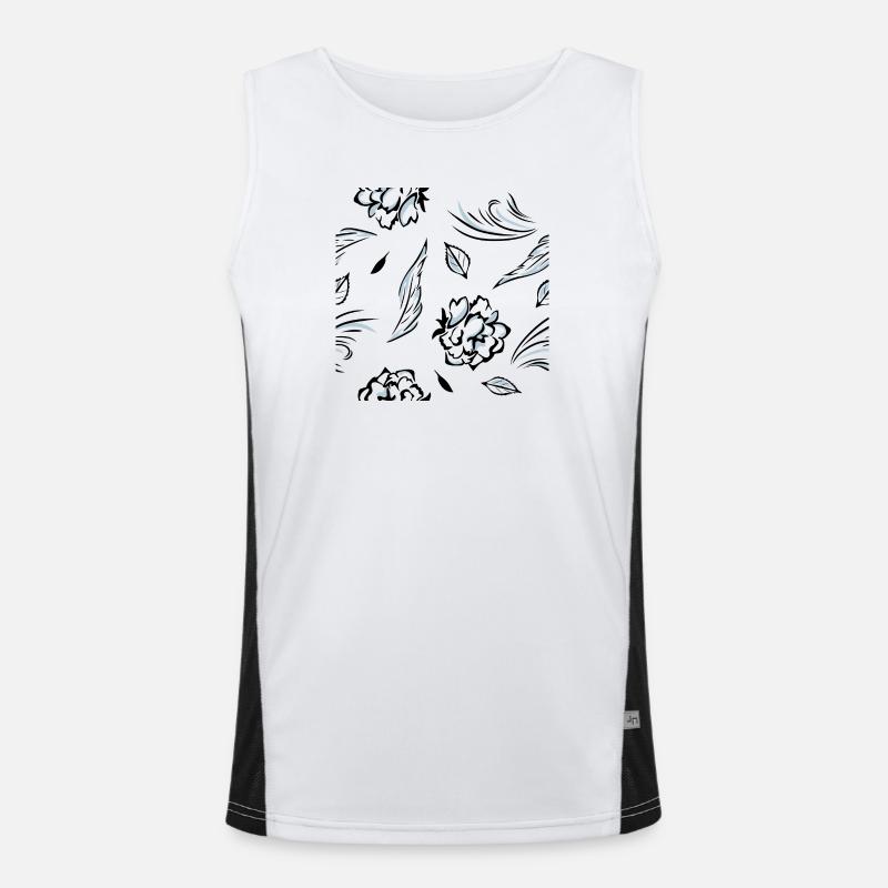 Seamless_pattern_with_roses - Men's Functional Contrast Tank Top  - white/black