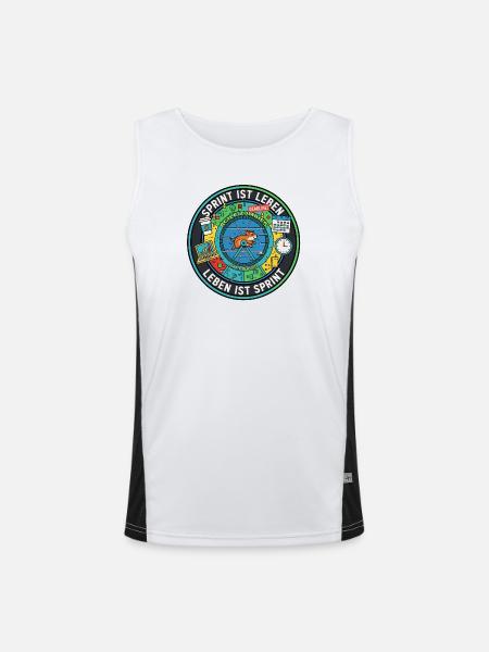 Sprint is life: Agile zombies in the hamster wheel - Men's Functional Contrast Tank Top  - white/black - Front