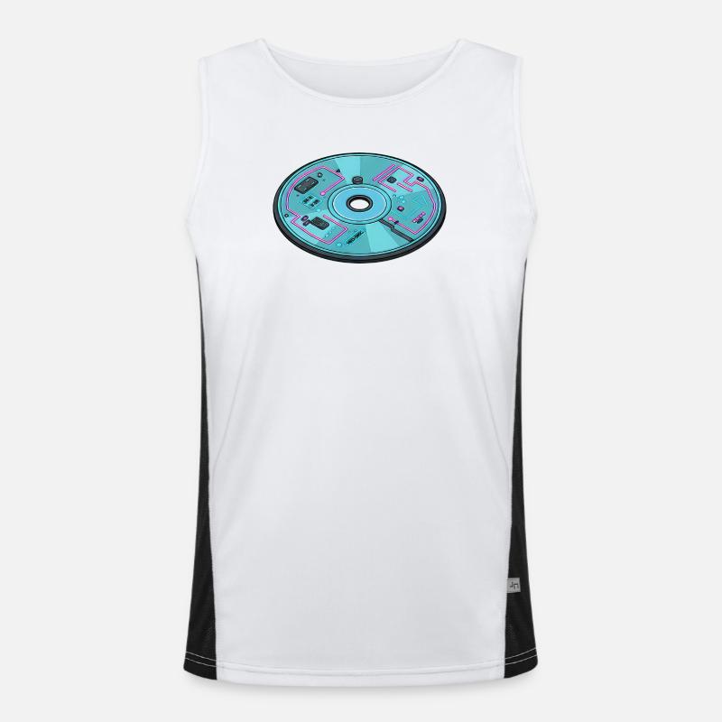 Digital Future Computer 90s Retro Design - Men's Functional Contrast Tank Top  - white/black