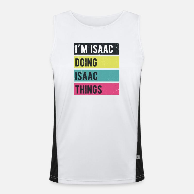 Ich bin Isaac und mache Isaac Things Retro-Farben Funktionelles Kontrast-Tank Top für Männer 