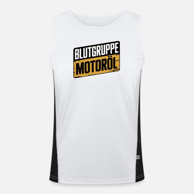 Blood Type Engine Oil Screwdriver Design Men's Functional Contrast Tank Top 