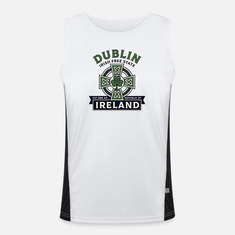 Croix Celtique de Dublin Irlande Trèfle Débardeur respirant contrasté Homme 