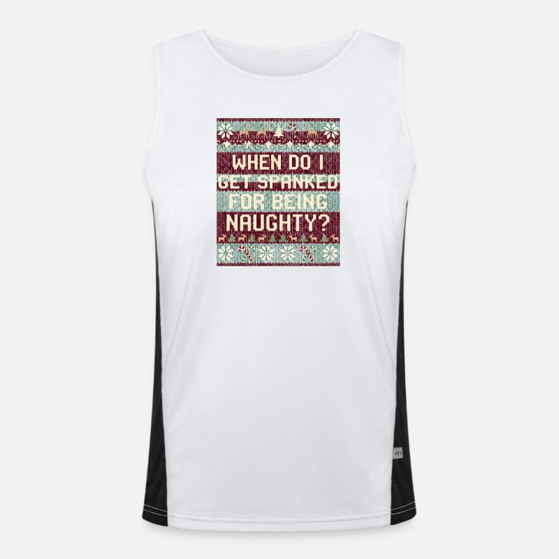 When will I be punished? Naughty Christmas Men's Functional Contrast Tank Top 