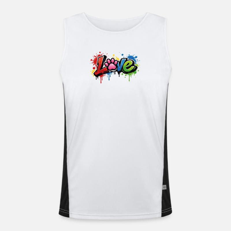 Love – Style graffiti avec patte de chat Débardeur respirant contrasté Homme 