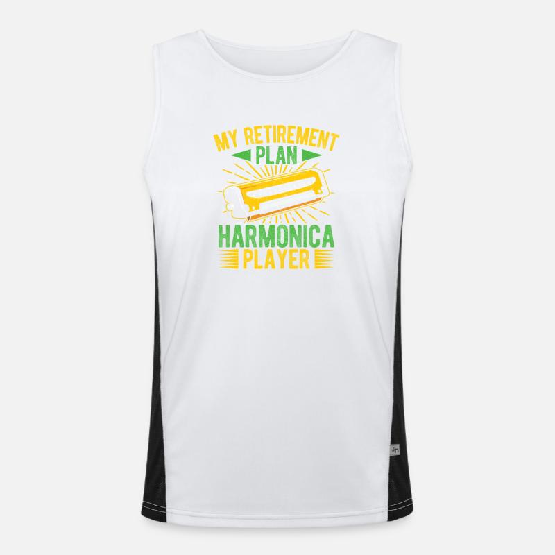Funny Harmonica Player Retirement Plan Player - Men's Functional Contrast Tank Top  - white/black