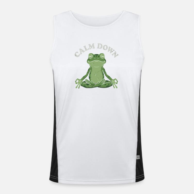 Little Toad Meditation Pose Men's Functional Contrast Tank Top 