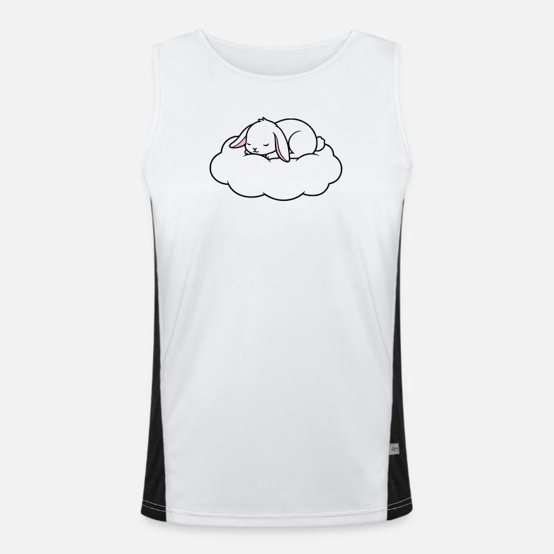 Sleeping Rabbit on Cloud Dream - Men's Functional Contrast Tank Top  - white/black