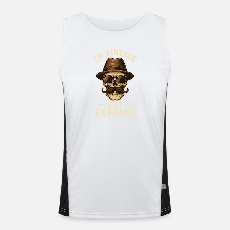 Vintage Schädel mit Hut Schnurrbart Funktionelles Kontrast-Tank Top für Männer 