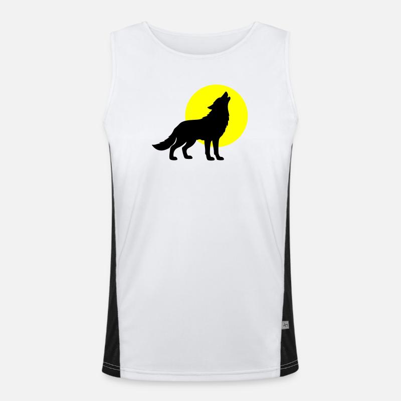 Wolf Silhouette Funktionelles Kontrast-Tank Top für Männer 