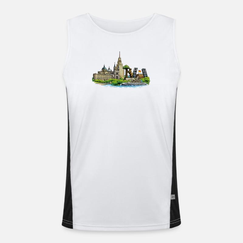 Madrid Skyline  Funktionelles Kontrast-Tank Top für Männer 