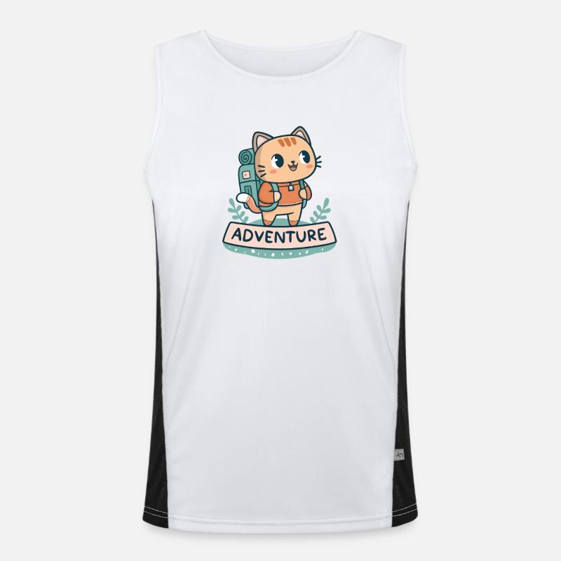 Cat Explorer Backpack - Men's Functional Contrast Tank Top  - white/black