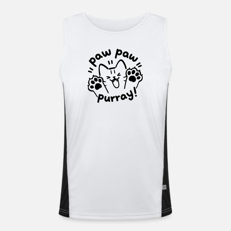 Paw Paw Purray Cat | Cute Paws Saying Motif Men's Functional Contrast Tank Top 