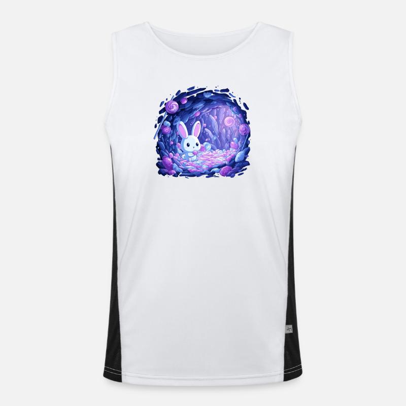 Sugar Cave Bunny in Candy Light - Men's Functional Contrast Tank Top  - white/black