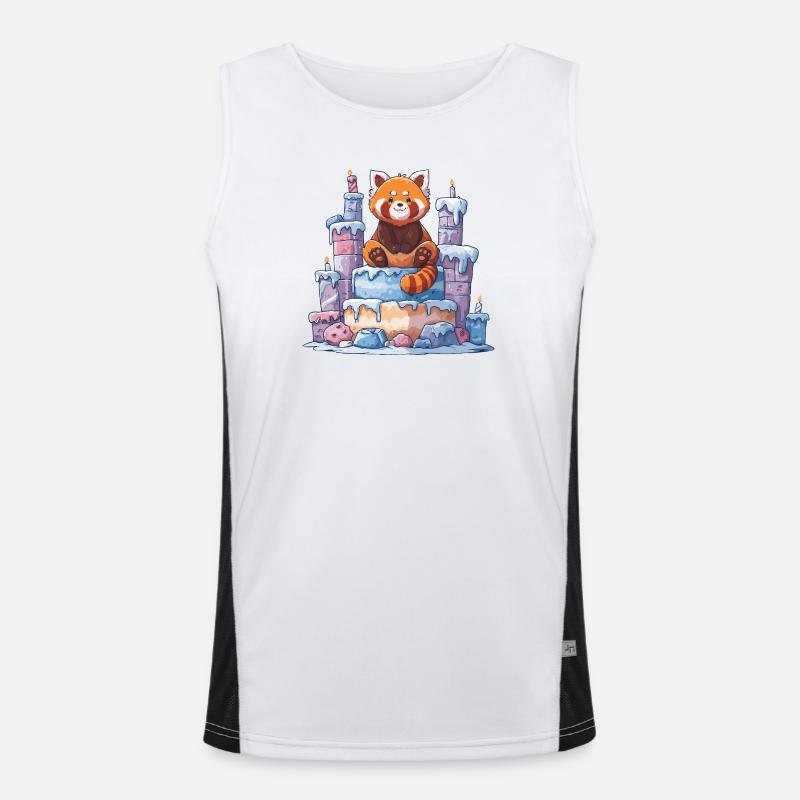 Roter Panda auf Eis-Torte Funktionelles Kontrast-Tank Top für Männer 